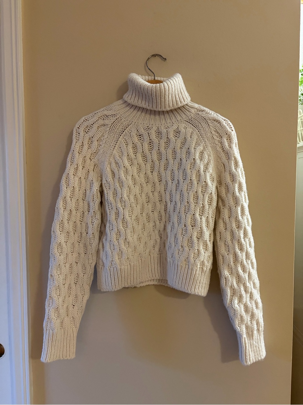 H&M Cream Cable Knit Turtleneck Pullover
